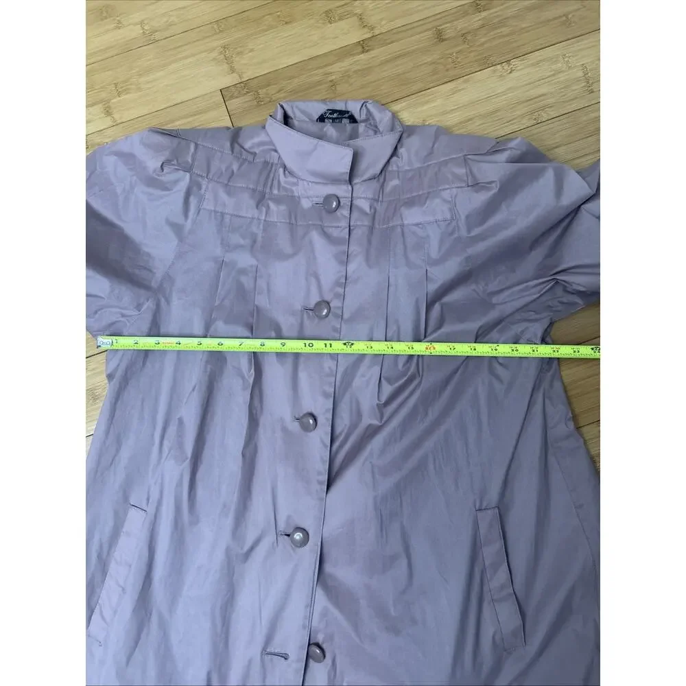 Vintage Fleet Street Mauve Trench Coat Longline Minimal Chic Duster Sz 12 - Picture 5 of 8
